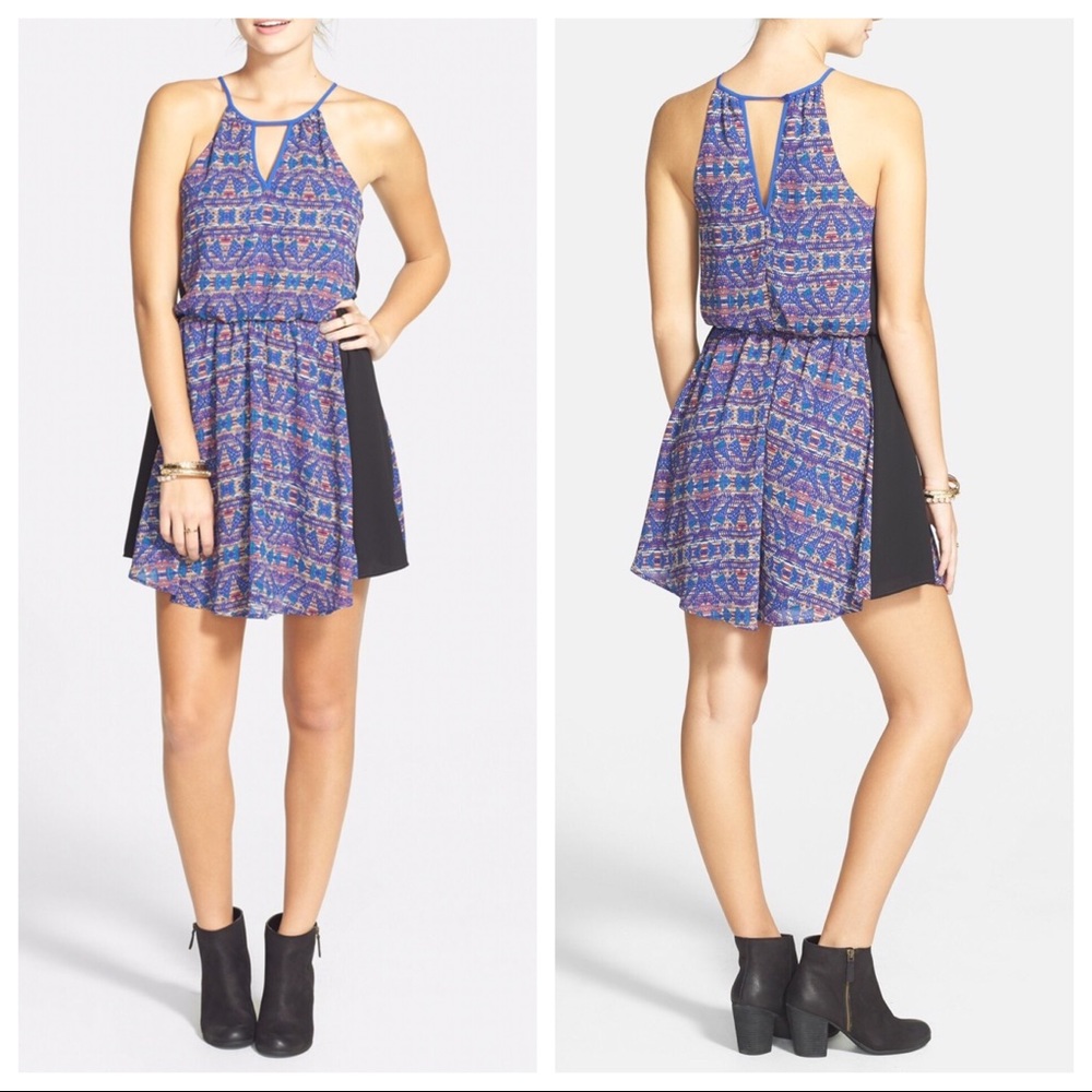 Lush Abstract Print Blouson Skater Dress 🖤 - Picture 1 of 7